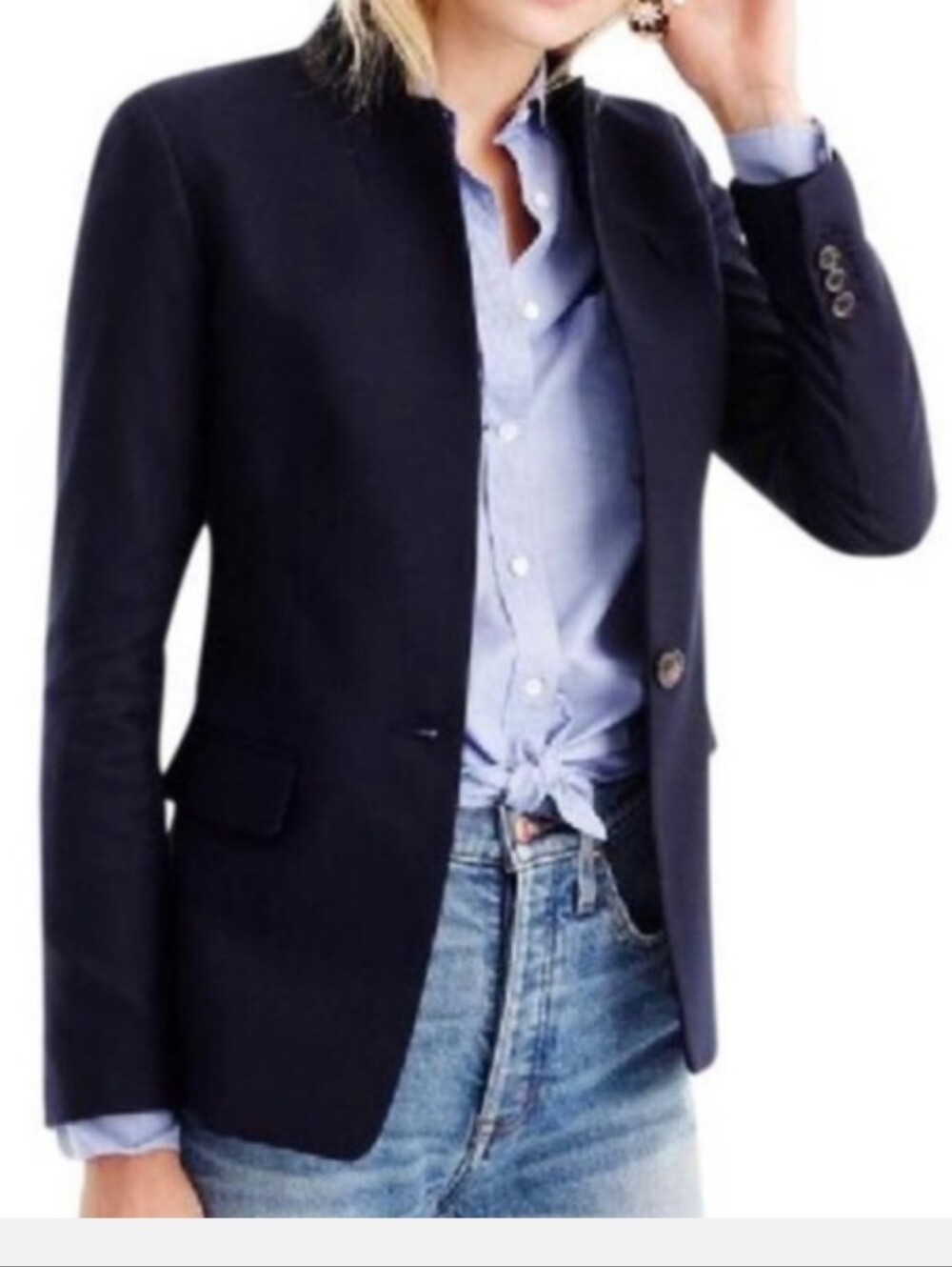 NEW without tags J. Crew 100% wool Regent single button navy blazer jacket sz.16